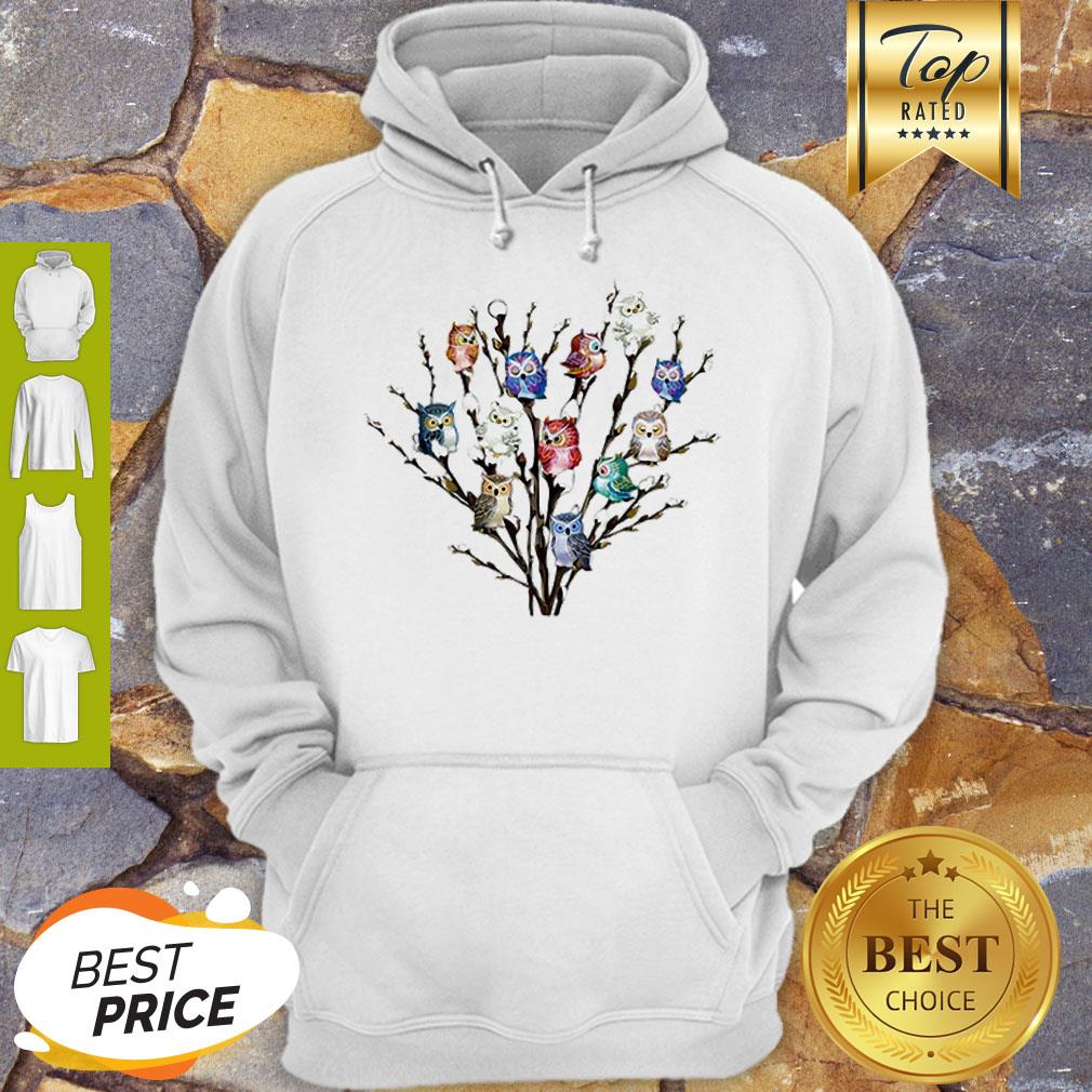 Nice Owl White Willows Flower Cute Shirt