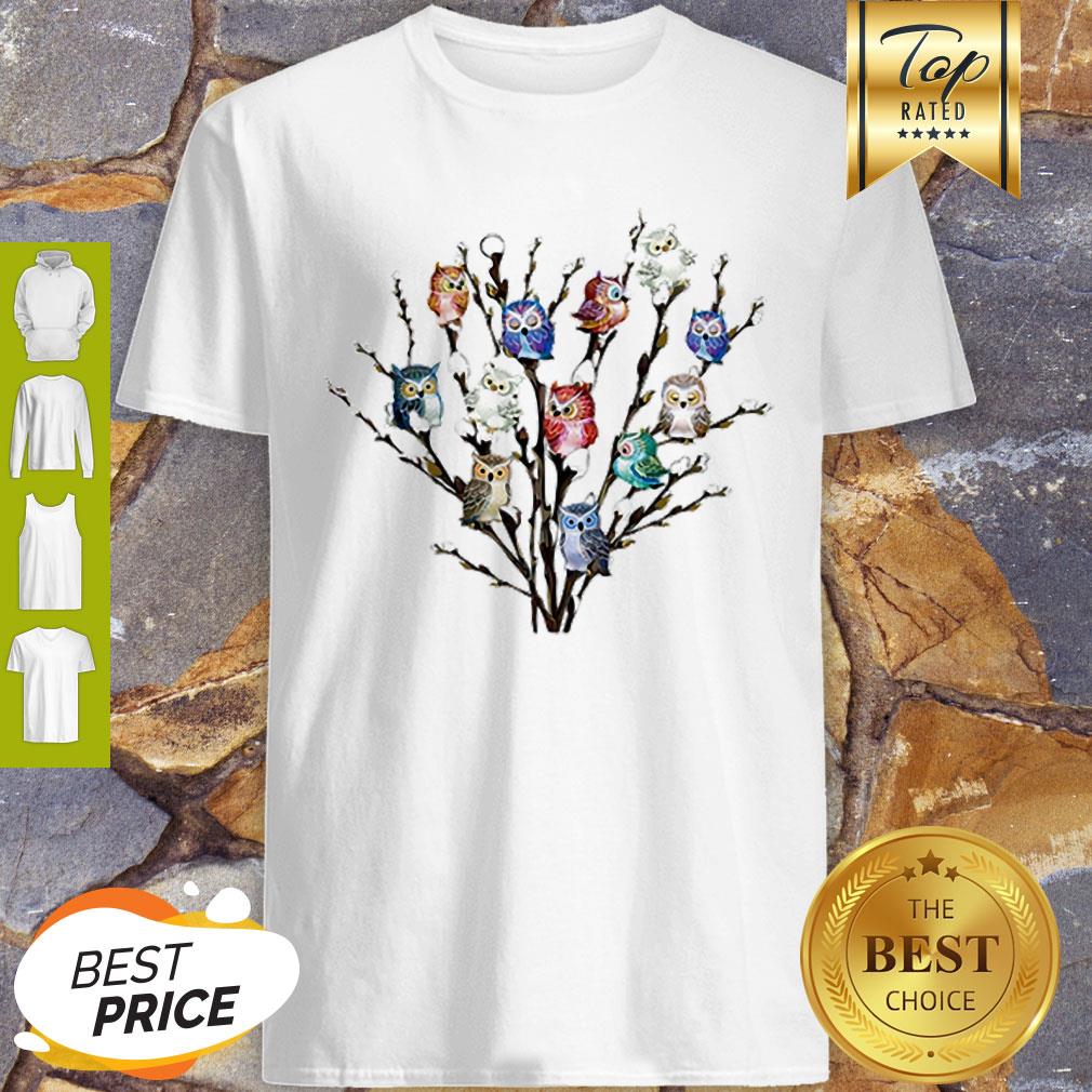 Nice Owl White Willows Flower Cute Shirt