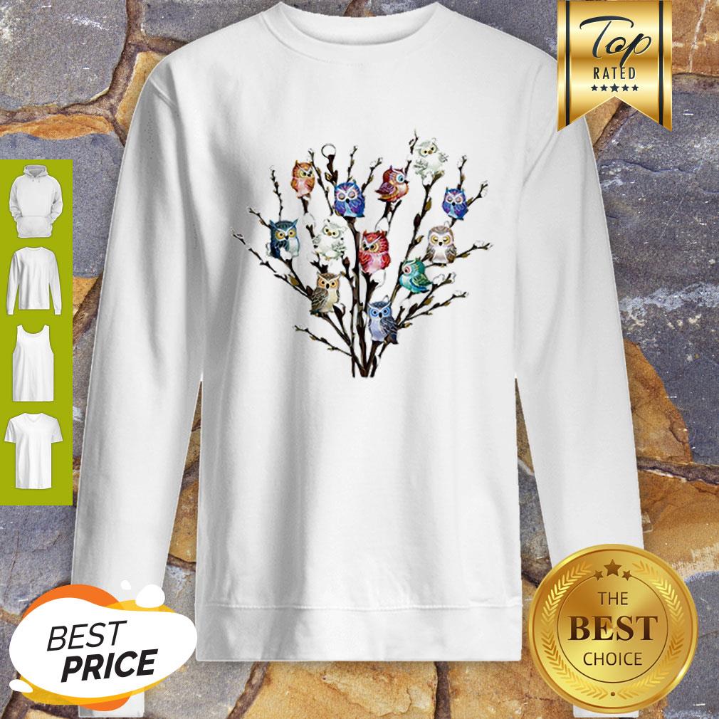 Nice Owl White Willows Flower Cute Shirt