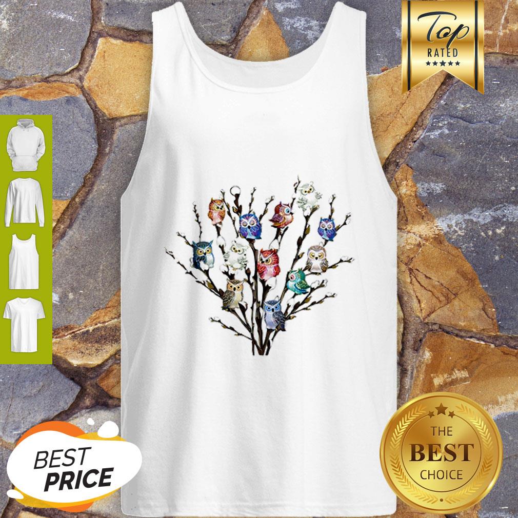 Nice Owl White Willows Flower Cute Shirt