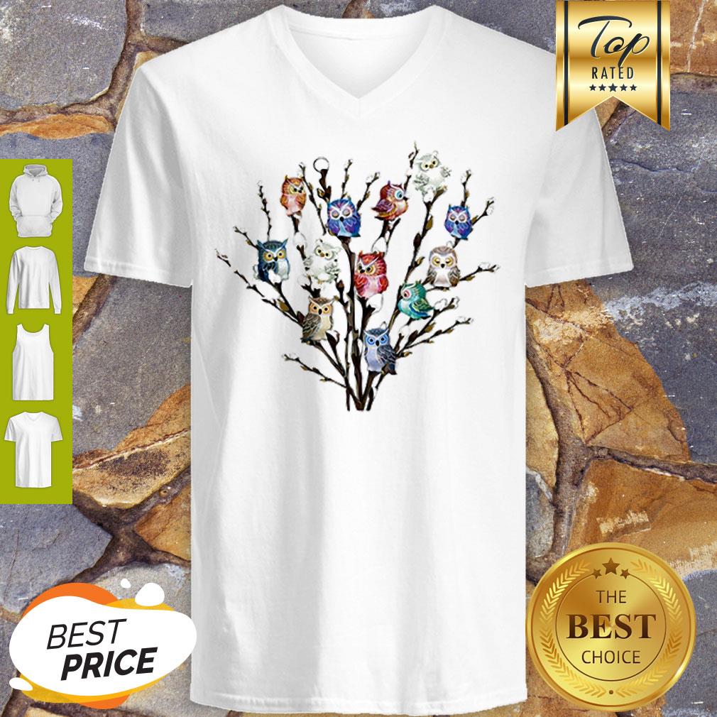 Nice Owl White Willows Flower Cute Shirt