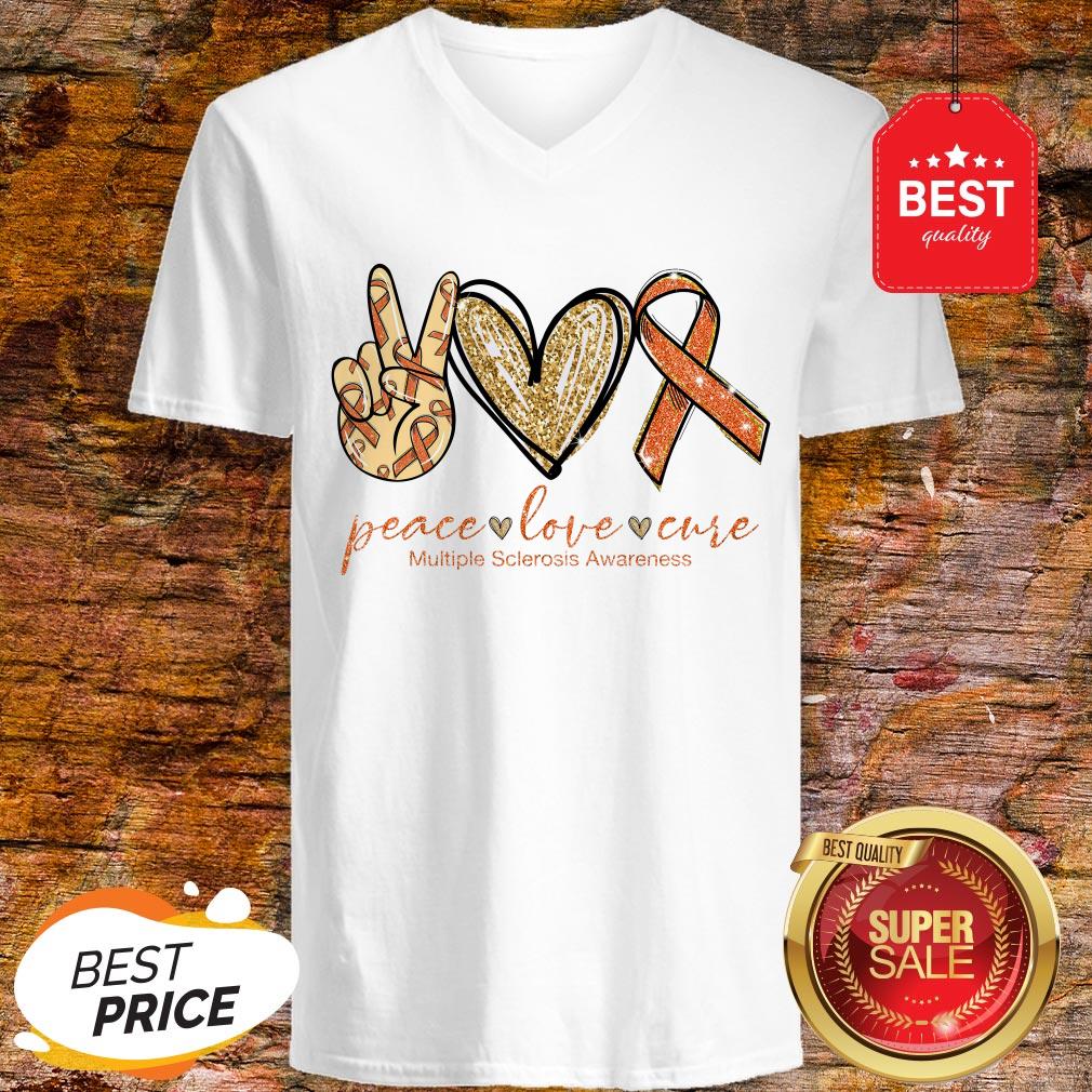 Nice Peace Love Cure Multiple Sclerosis Awareness Shirt