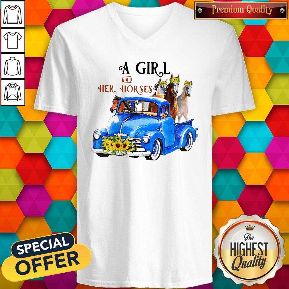 Nice Pretty A Girl And Her Horses Living Life In Peace Truck Shirt