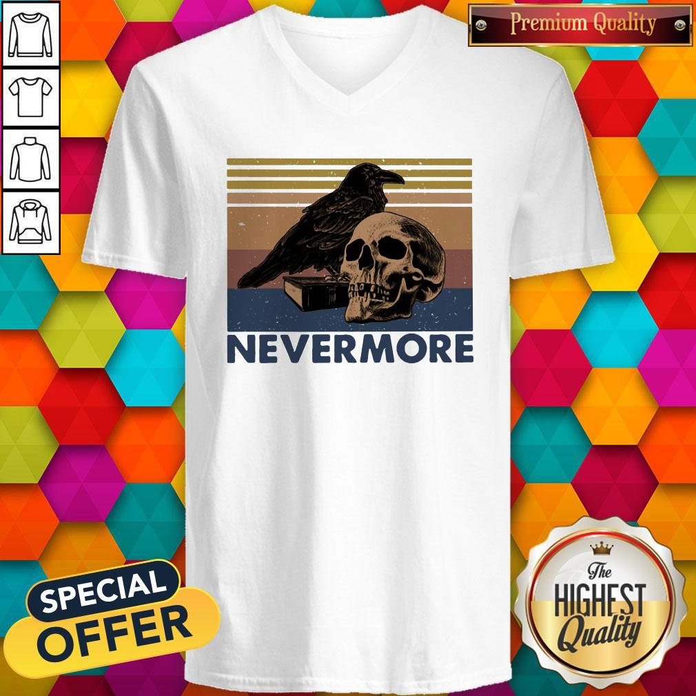 Nice Raven Skull Nevermore Vintage Retro Shirt