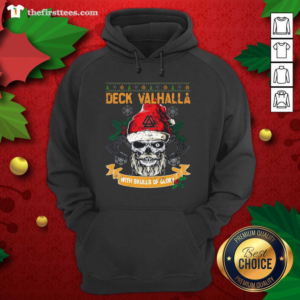 Nice Santa Claus Deck Valhalla With Skulls Of Glory Ugly Merry Christmas Shirt