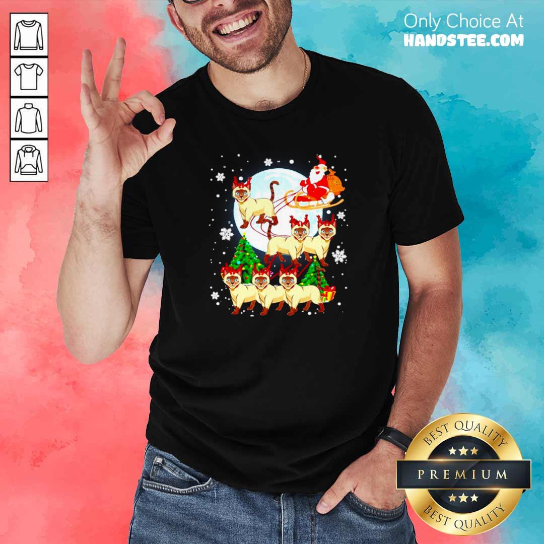 Nice Santa Claus riding Siamese Reindeer Merry Christmas Shirt