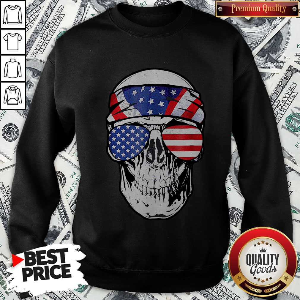 Nice Skull American Flag Happy Independence Day Shirt
