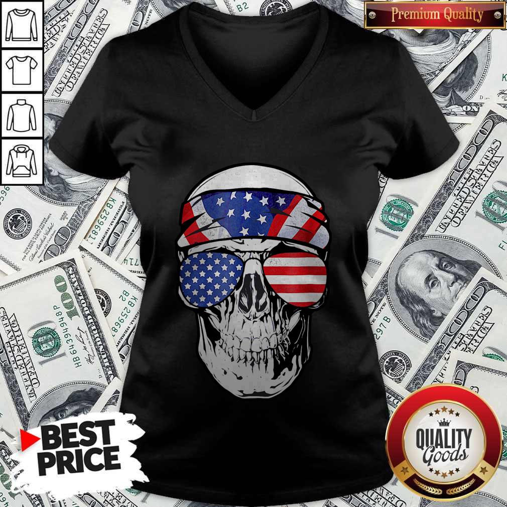 Nice Skull American Flag Happy Independence Day Shirt