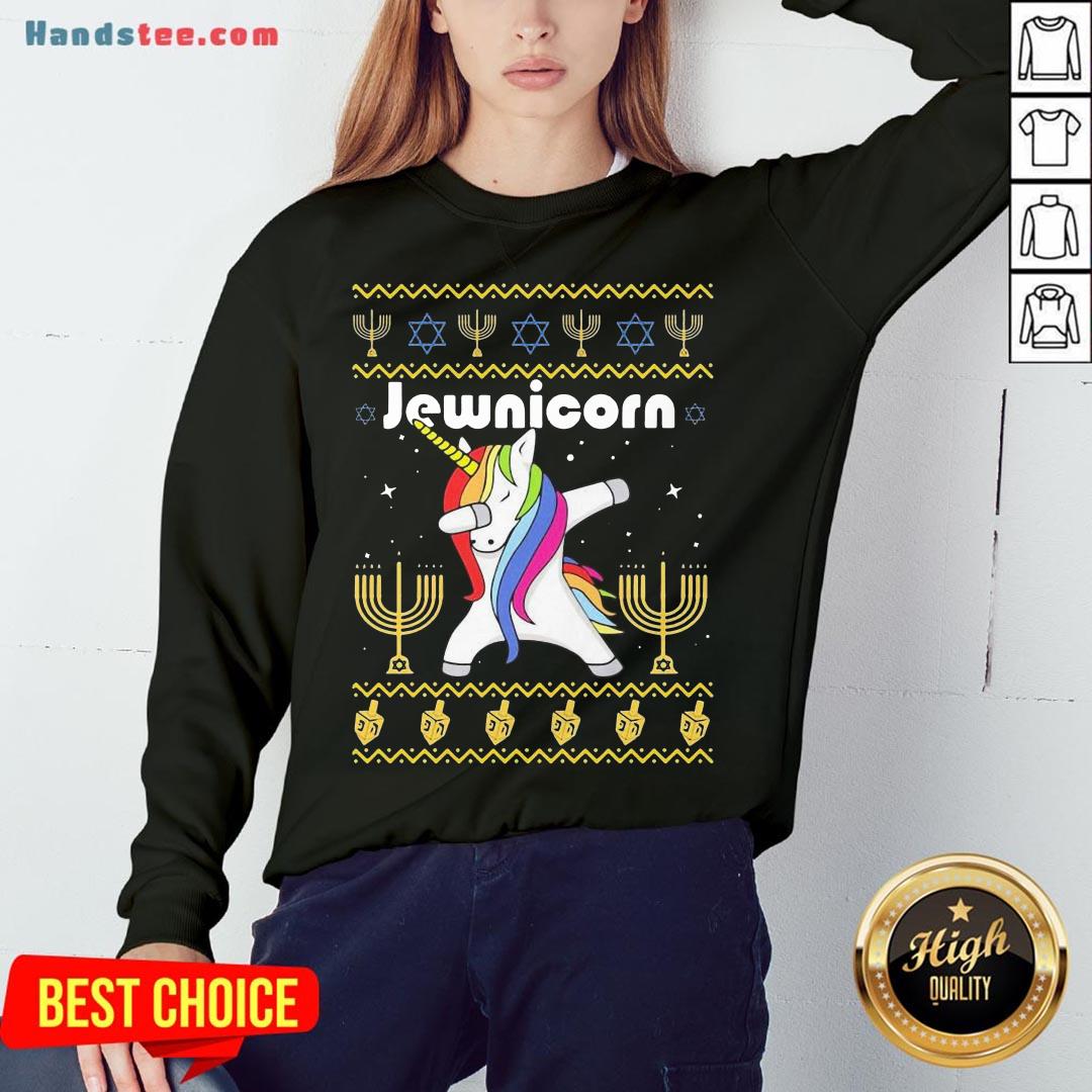 Nice Unicorn Dabbing Jewnicorn Ugly Christmas Shirt