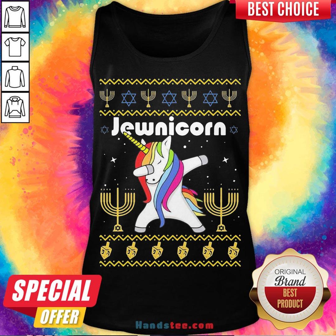 Nice Unicorn Dabbing Jewnicorn Ugly Christmas Shirt