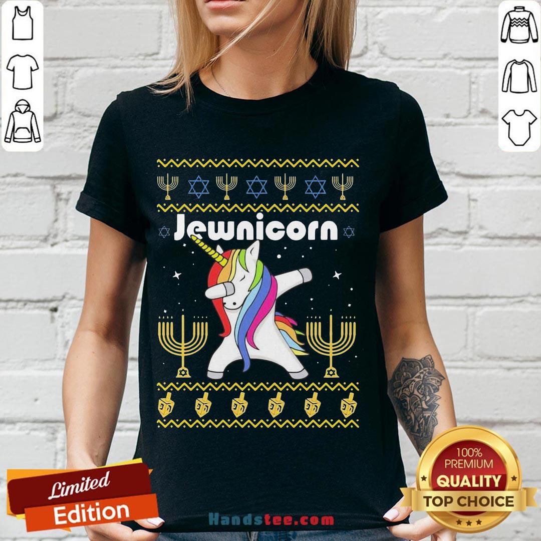 Nice Unicorn Dabbing Jewnicorn Ugly Christmas Shirt