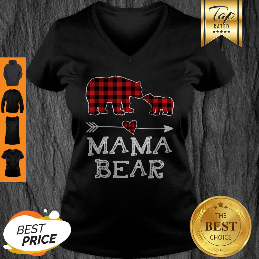 Official Mama Bear Christmas Pajama Red Plaid Buffalo Family Gift Shirt