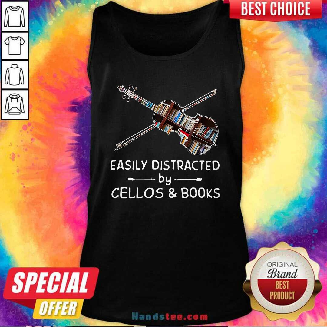 Official Music Violin Easily Distracted By Cellos And Books Shirt