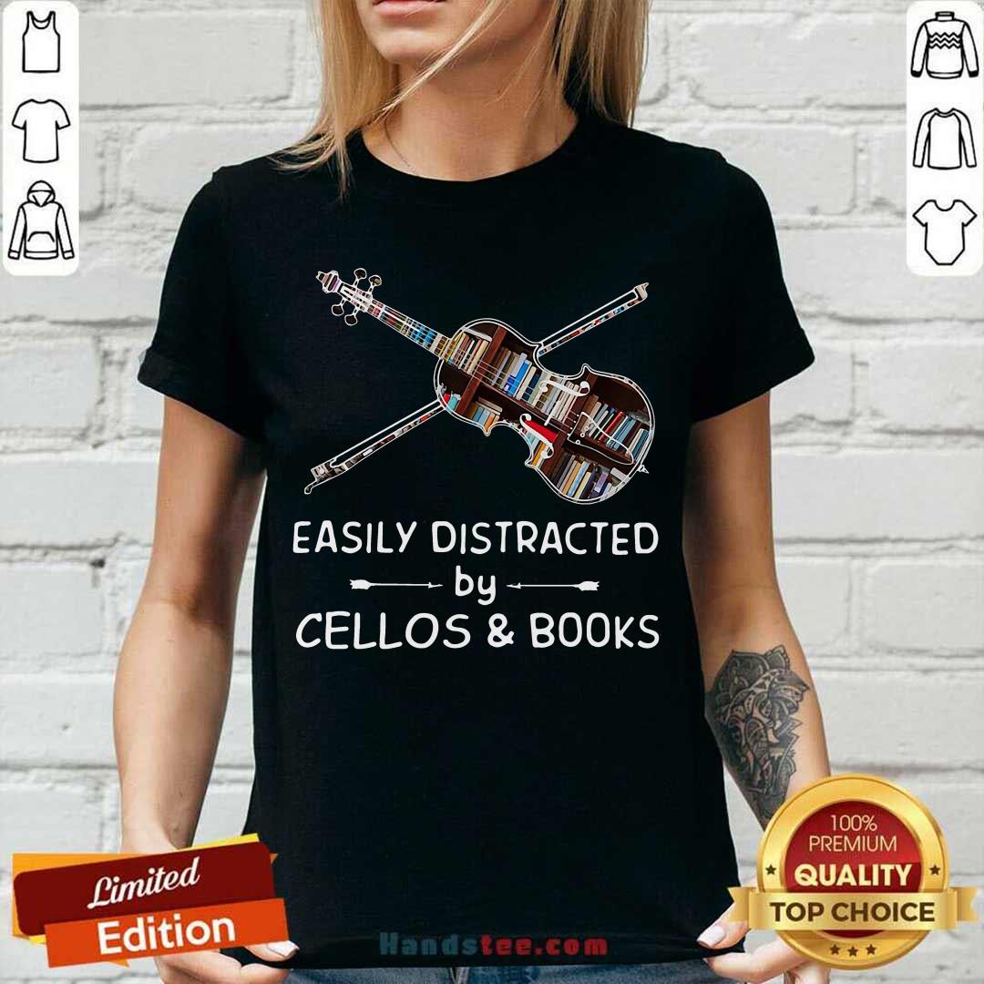 Official Music Violin Easily Distracted By Cellos And Books Shirt