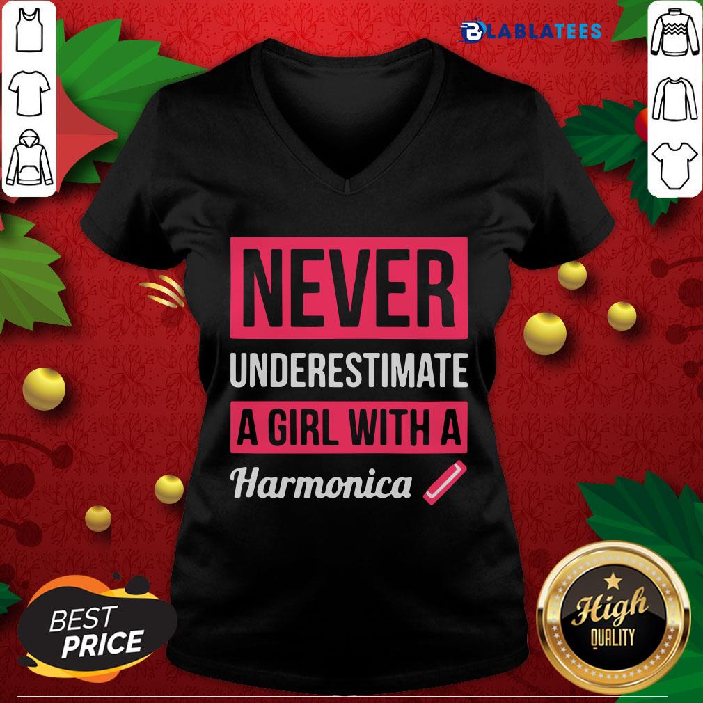 Official Never Underestimate A Girl With A Harmonica Shirt