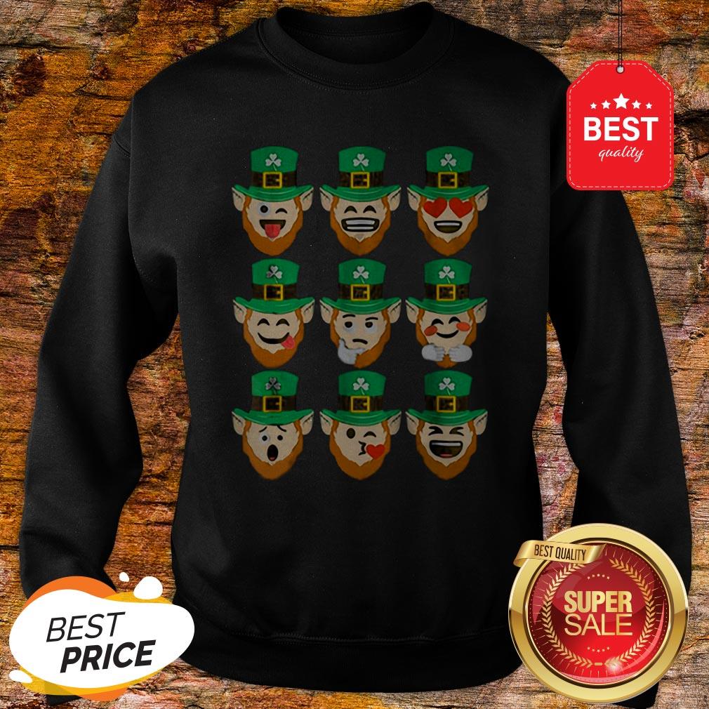 Official St. Patrick Day Emoji Leprechaun Faces Shirt