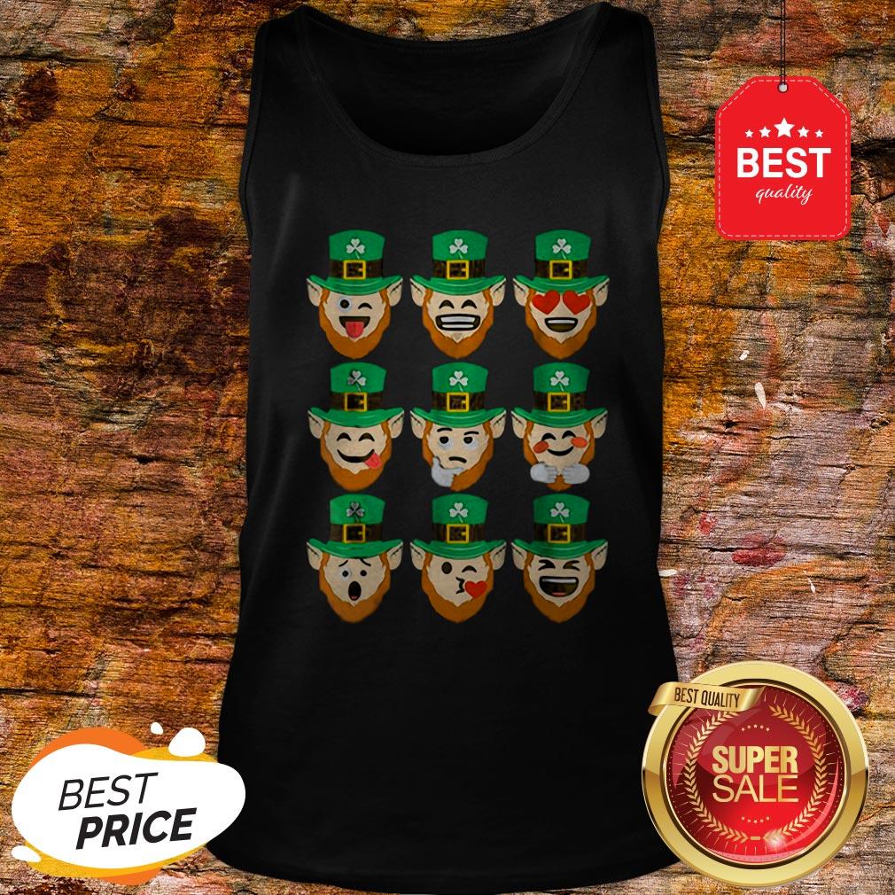 Official St. Patrick Day Emoji Leprechaun Faces Shirt