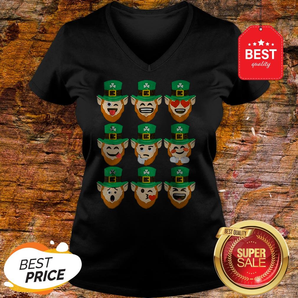 Official St. Patrick Day Emoji Leprechaun Faces Shirt
