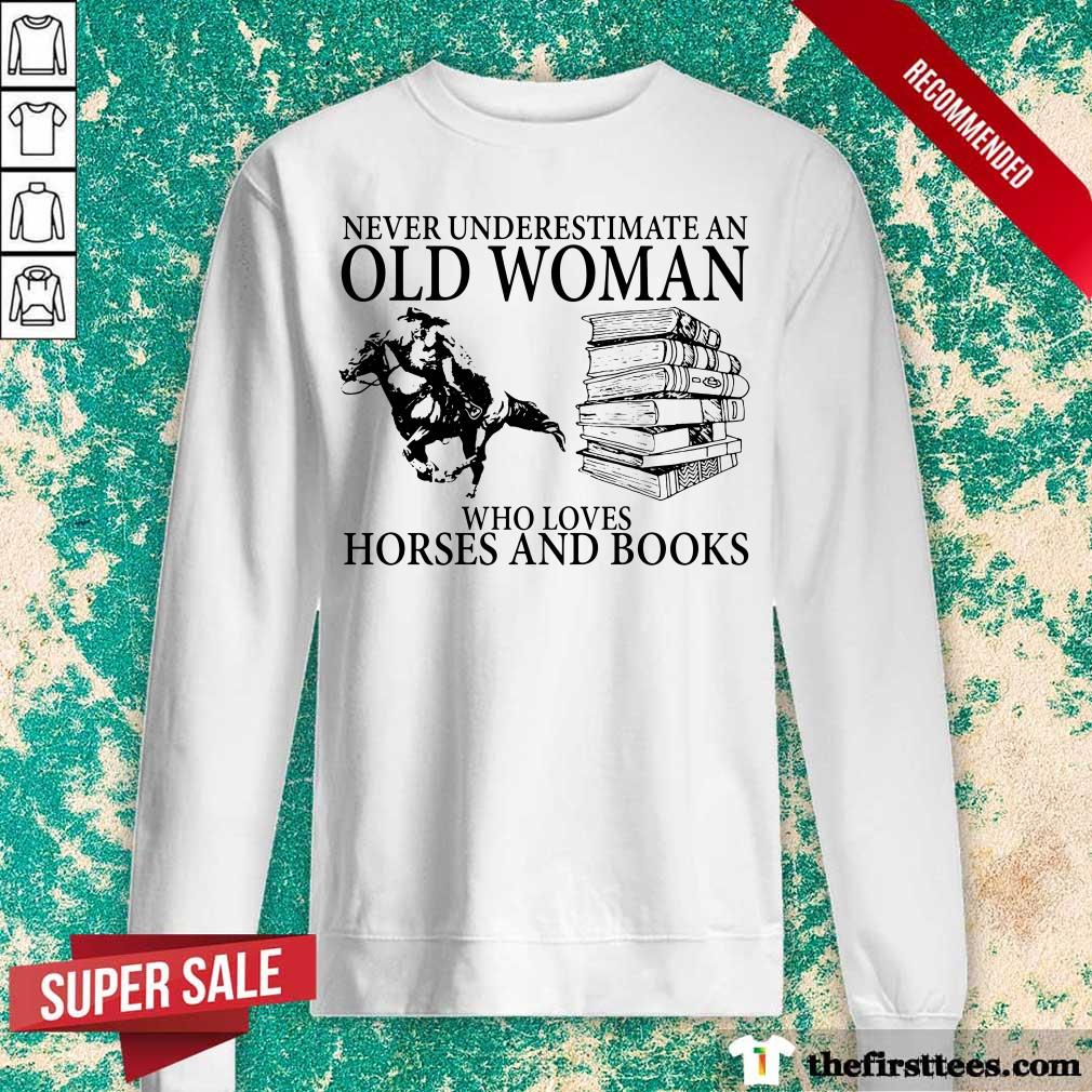 Old Woman Horses Riding And Books Shirt