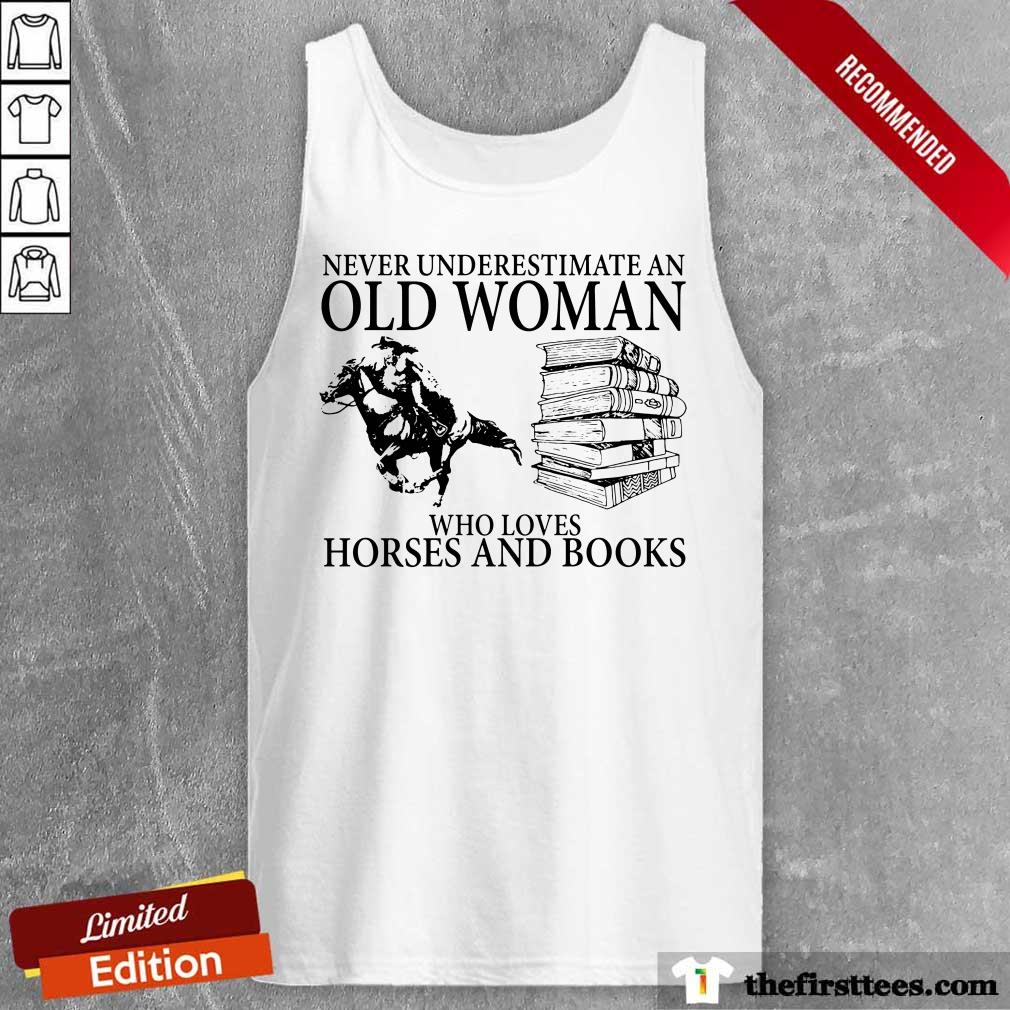 Old Woman Horses Riding And Books Shirt