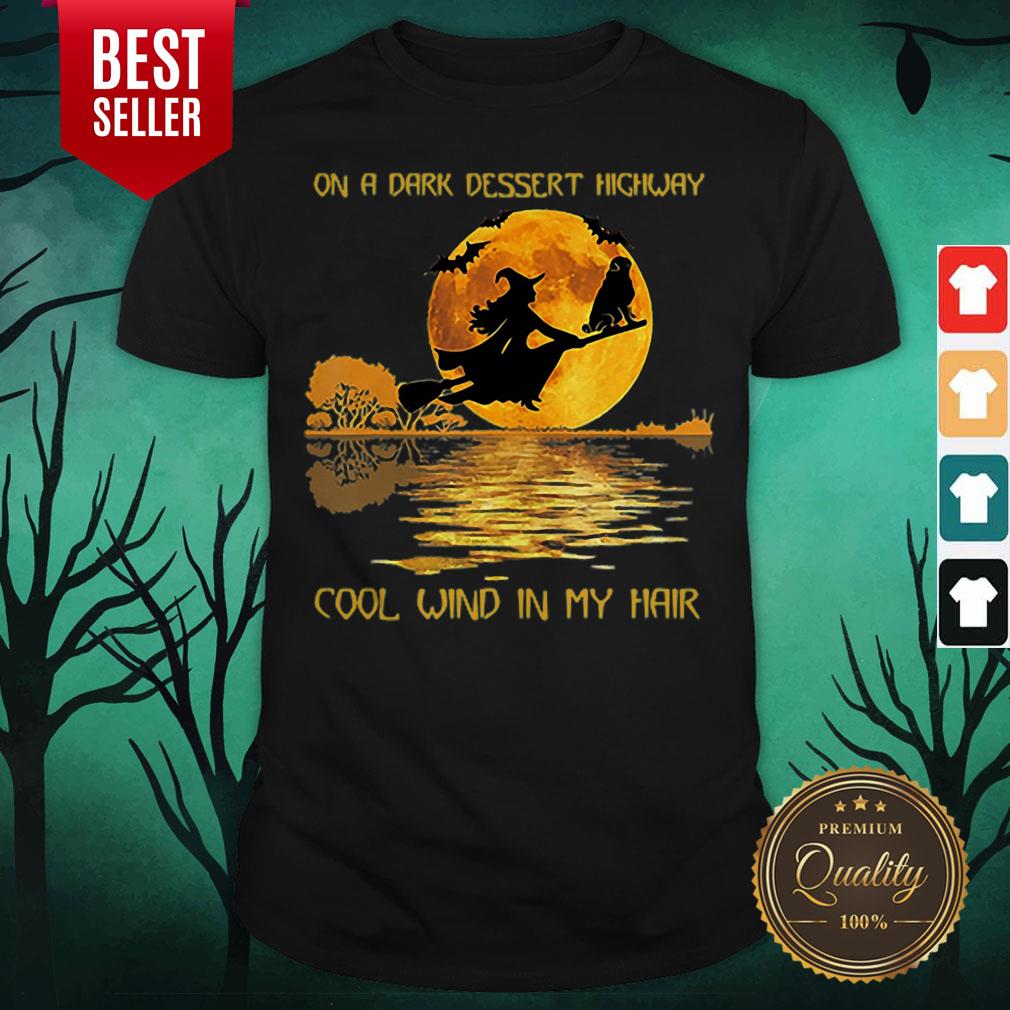 On A Dark Desert Highway Cool Wind In My Hair Witch On Broom Halloween Shirt