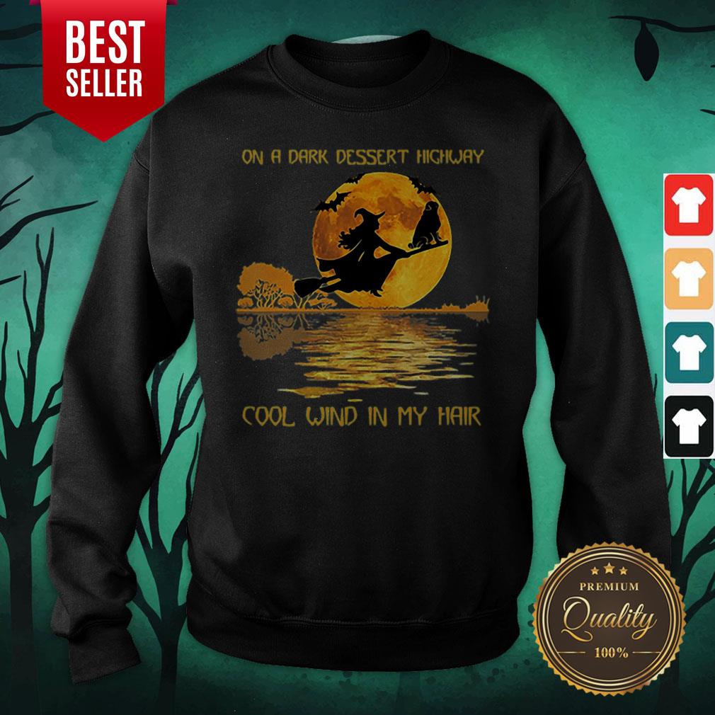 On A Dark Desert Highway Cool Wind In My Hair Witch On Broom Halloween Shirt