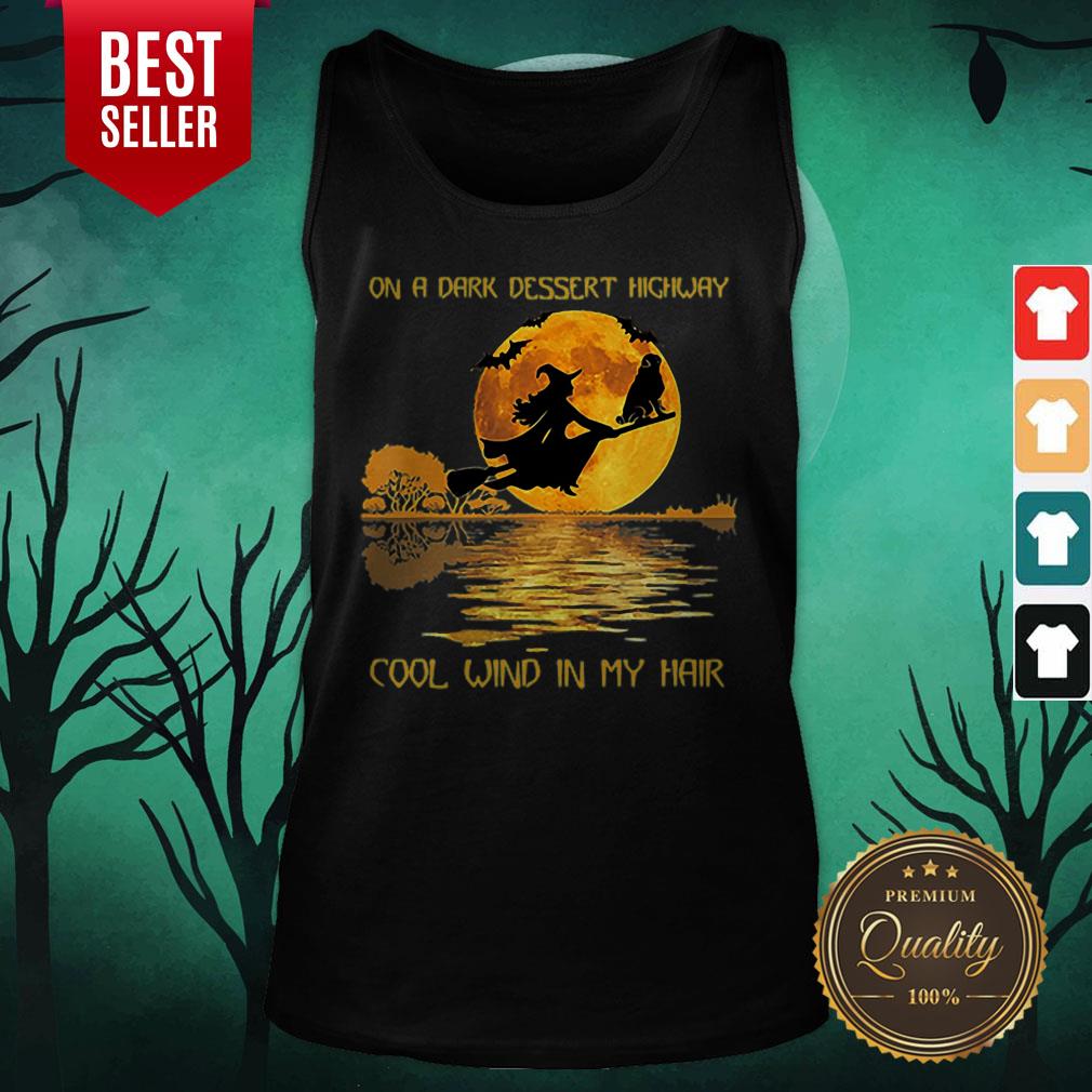On A Dark Desert Highway Cool Wind In My Hair Witch On Broom Halloween Shirt