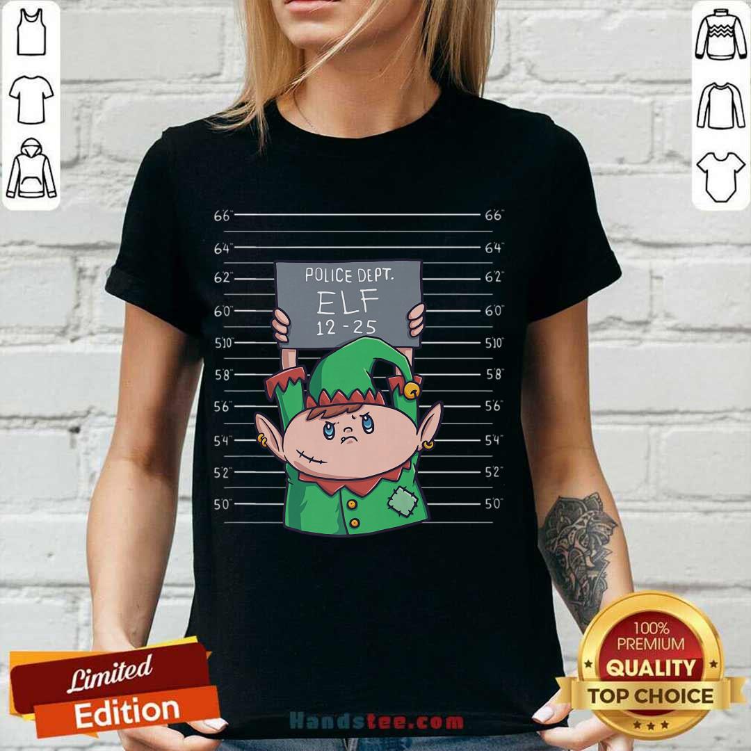 Original Elf Mugshot Funny Christmas Elves Police Officer Policemen Shirt
