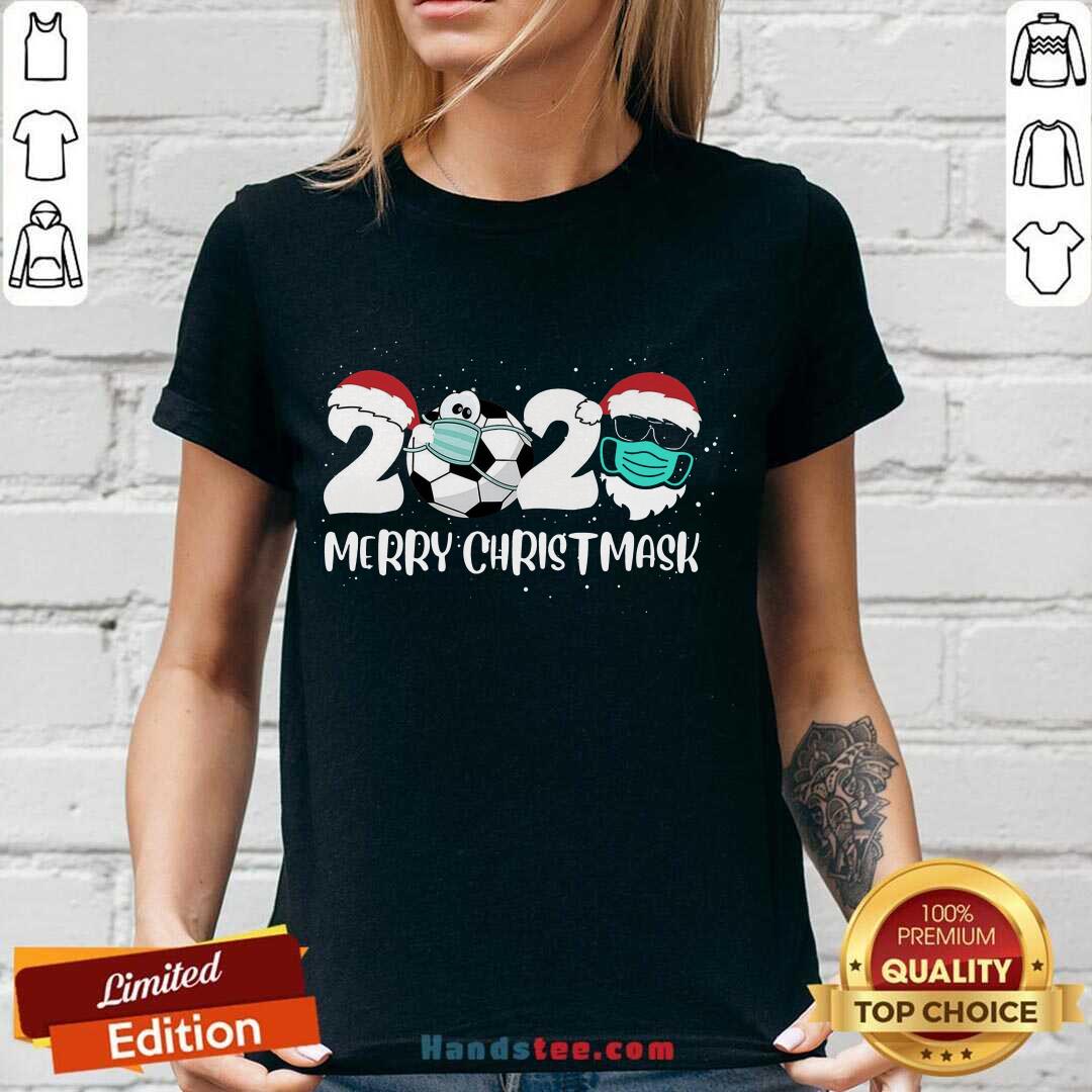 Original Merry Christ Mask 2020 Santa Soccer Sport Quarantine Christmas Shirt