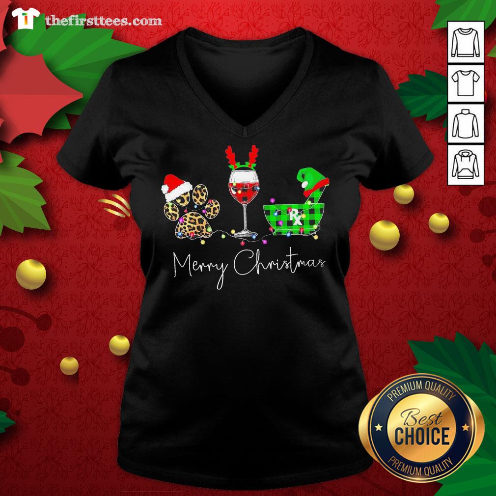 Hot Paw Wine Pharmacist Merry Christmas Shirt