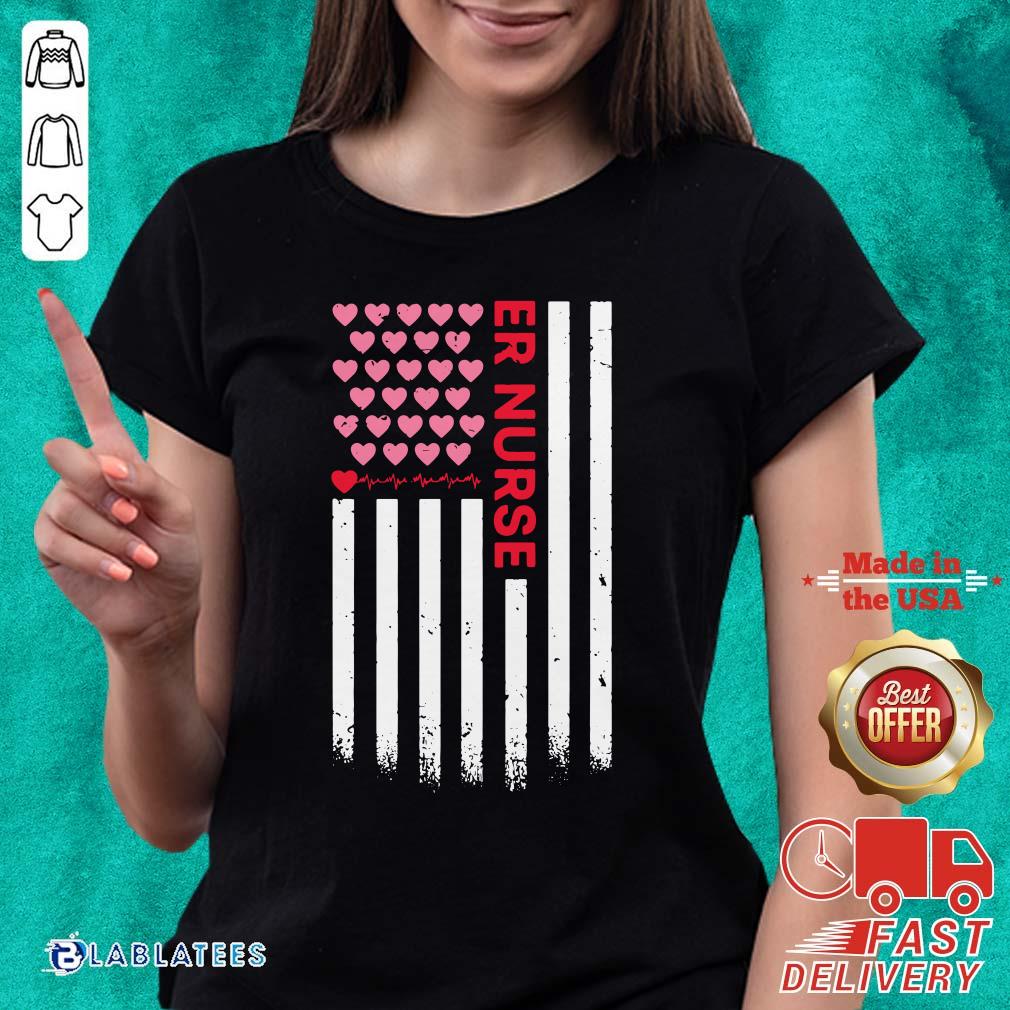 Perfect Er Nurse American Flag Heart Valentine's Day Shirt