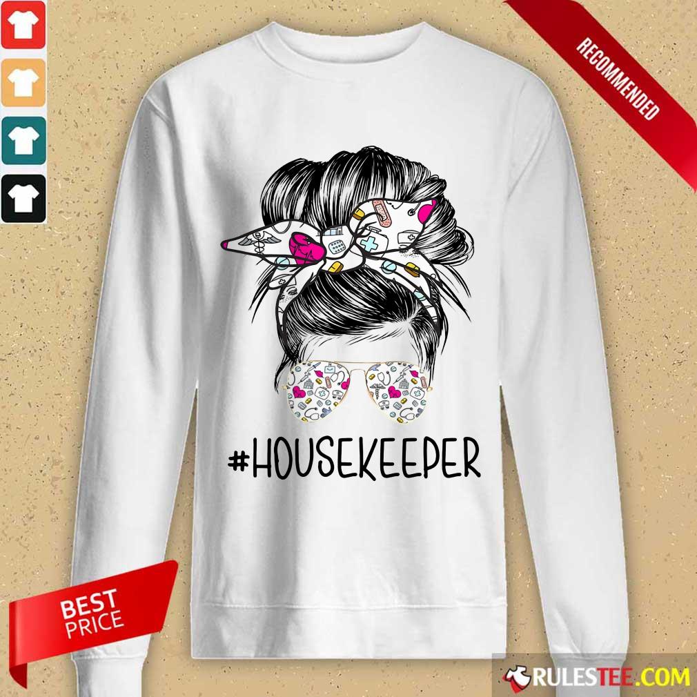 Perfect Housekeeper Girl Bun Hair Glasses Shirt