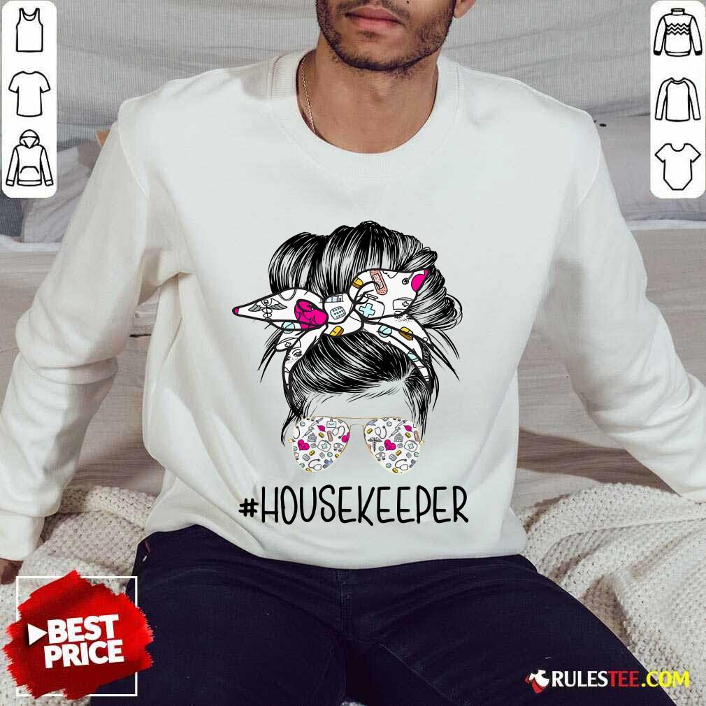 Perfect Housekeeper Girl Bun Hair Glasses Shirt