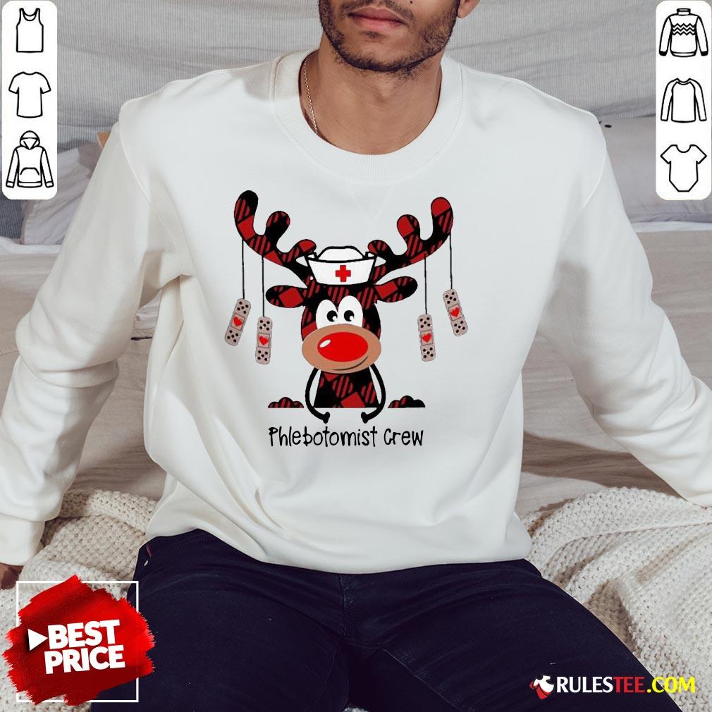 Perfect Plaid Reindeer Phlebotomist Crew Christmas Shirt