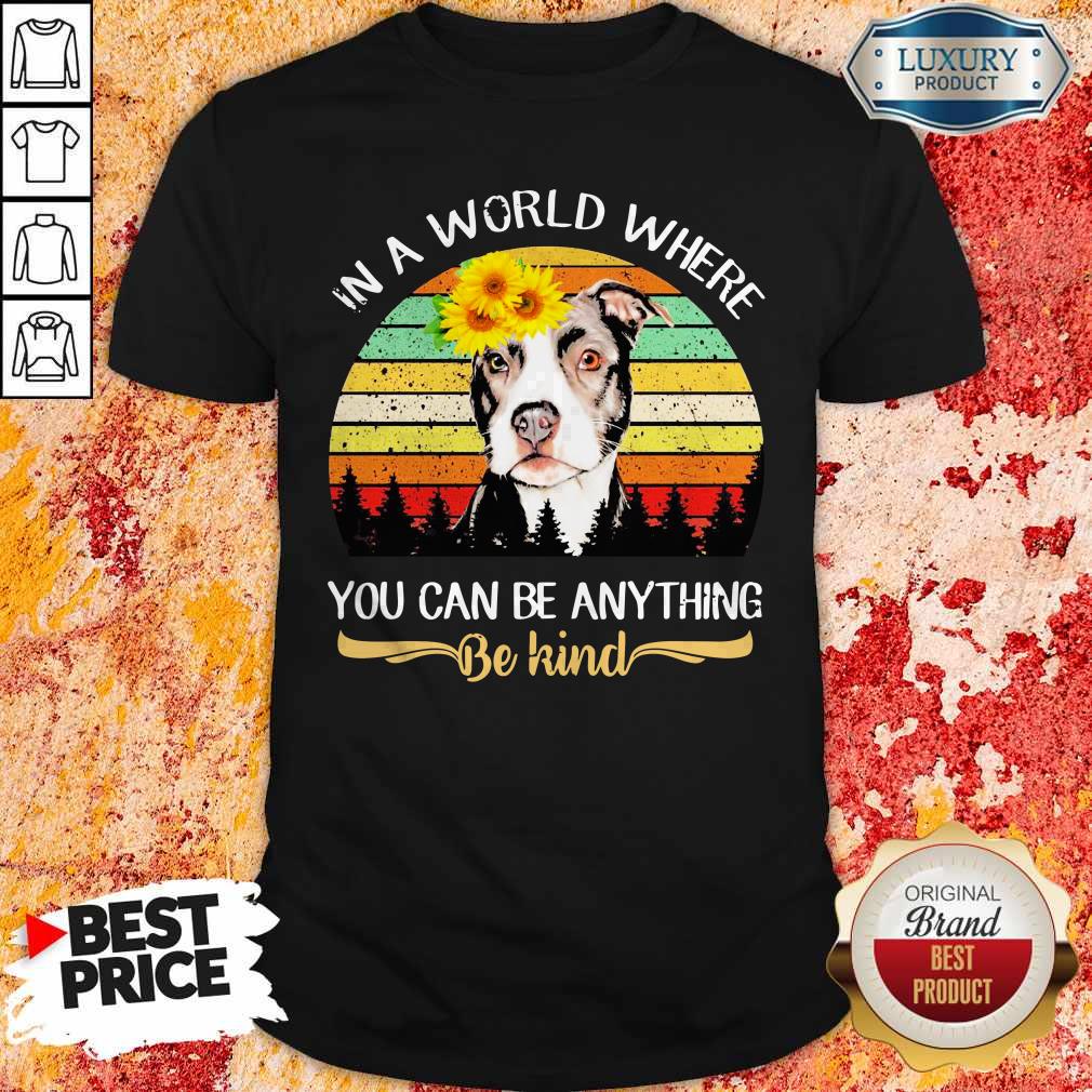 Pitbull Sunflower In A Where You Can Be Anything Be Kind Vintage Shirt