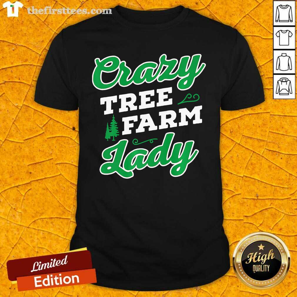 Premium Crazy Tree Farm Lady Christmas Tree Merry Xmas Shirt