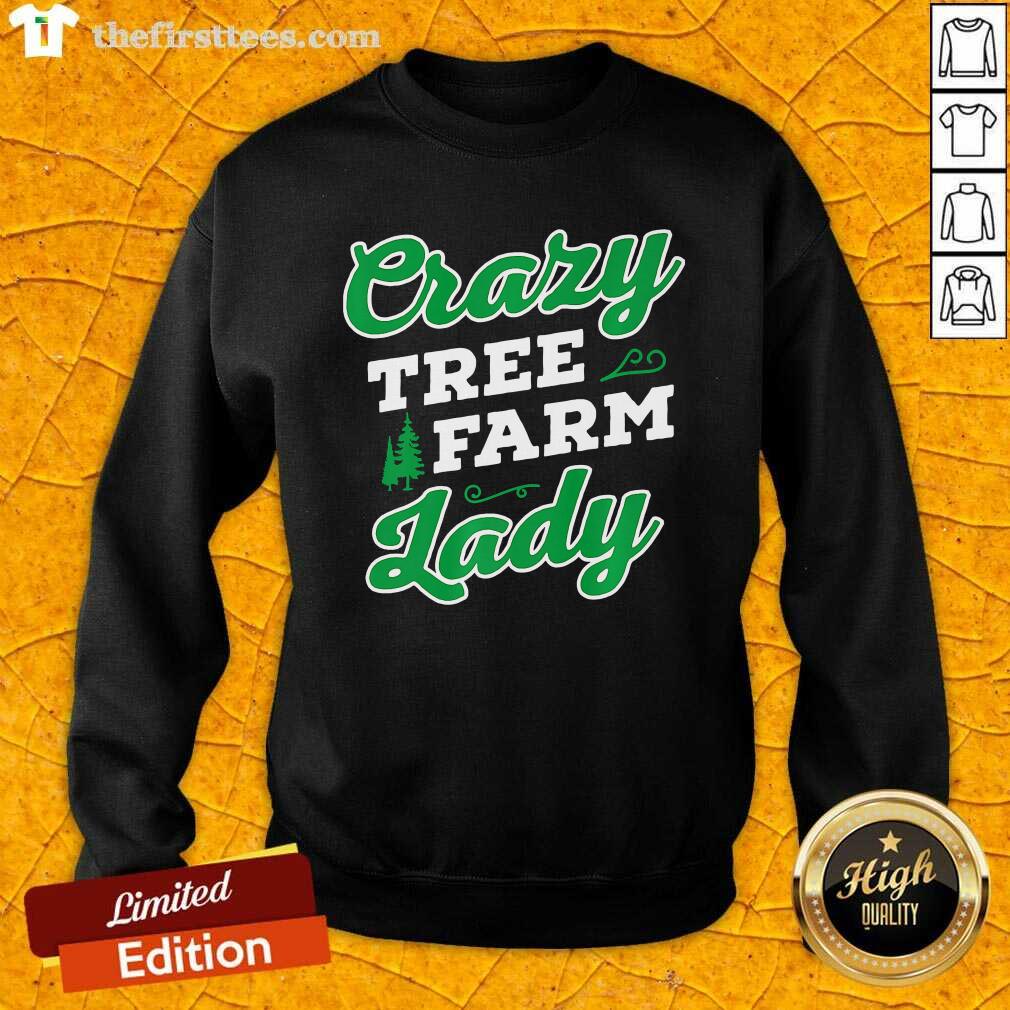 Premium Crazy Tree Farm Lady Christmas Tree Merry Xmas Shirt