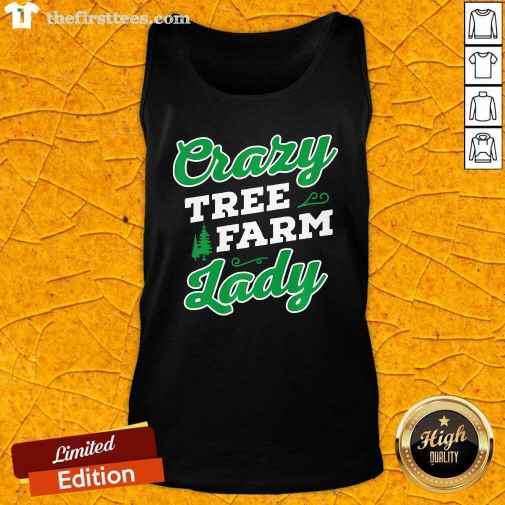 Premium Crazy Tree Farm Lady Christmas Tree Merry Xmas Shirt