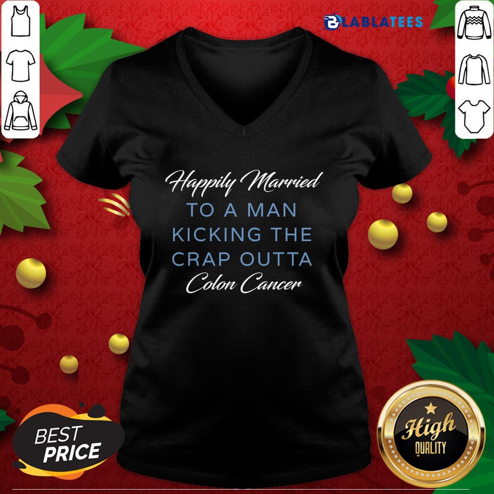 Premium Happily Married Man Kicking Colon Cancer Shirt