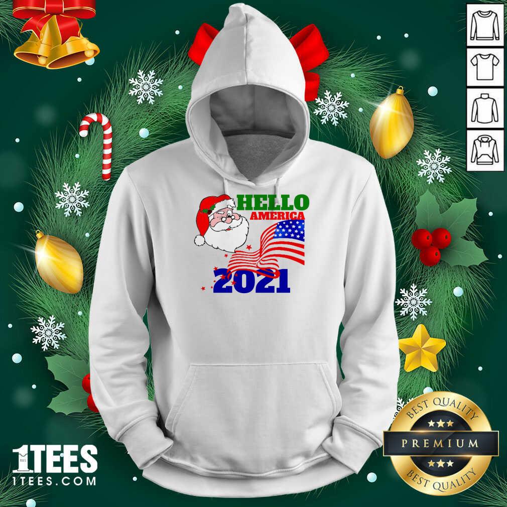 Premium Hello America 2021 Santa Claus Merry Christmas Usa Flag Shirt