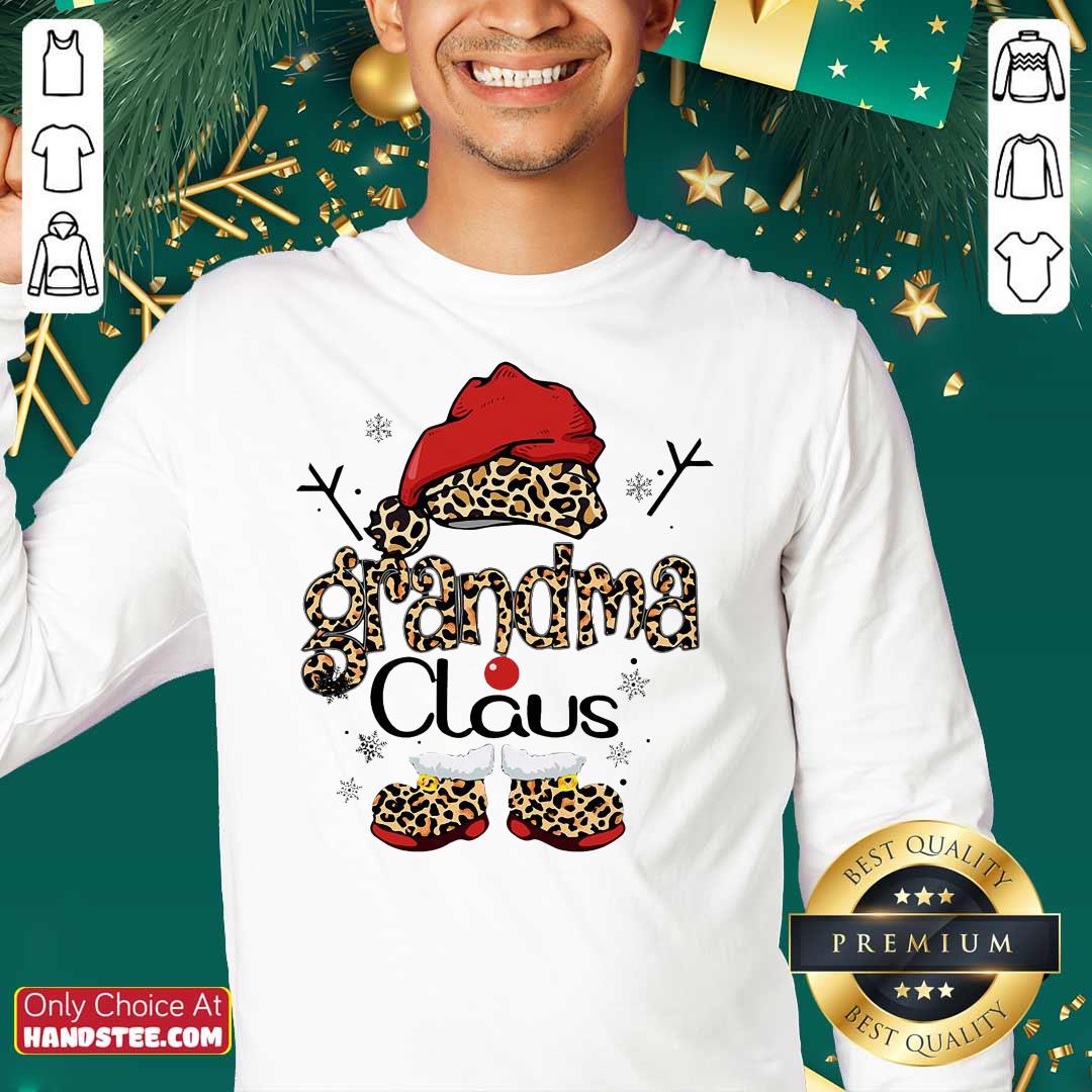 Premium Leopard Grandma Claus Ugly Christmas Shirt