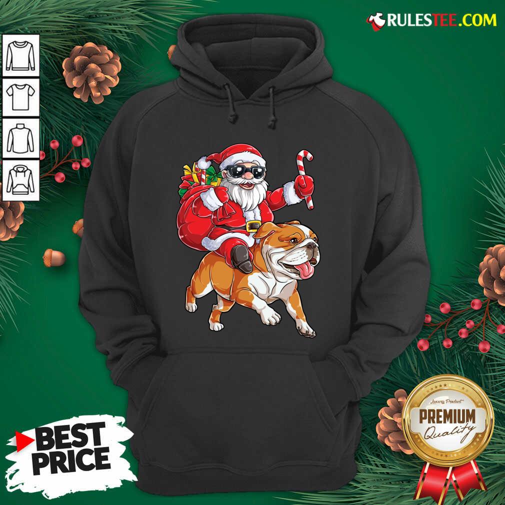 Premium Santa Claus Riding Bulldog Merry Christmas Shirt