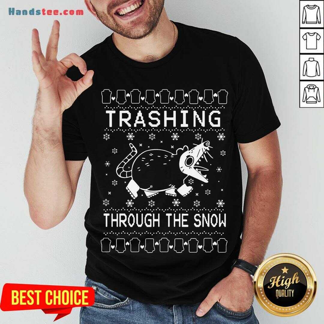 Premium Trashing Mouse Through The Snow Ugly Christmas Shirt