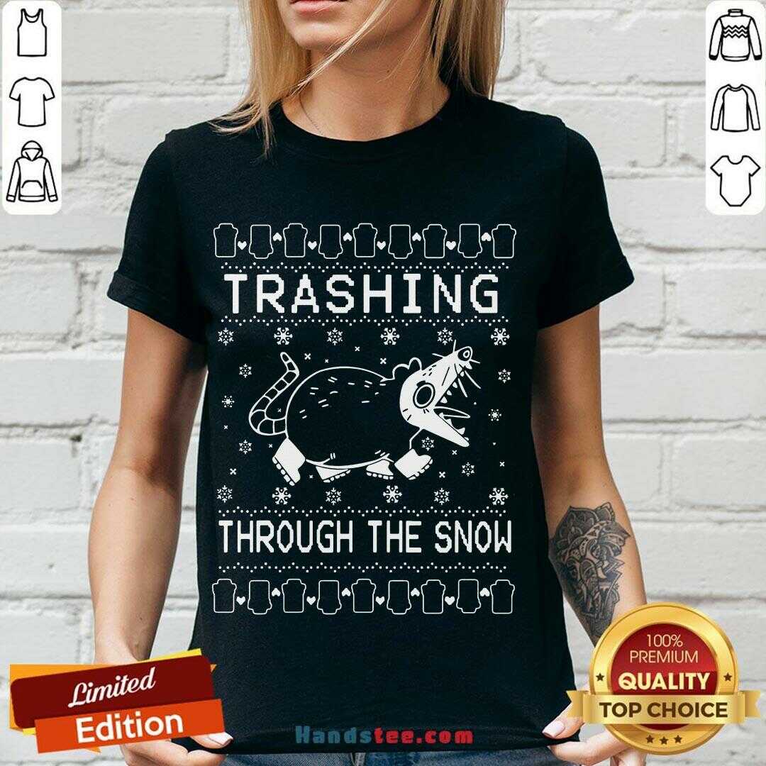 Premium Trashing Mouse Through The Snow Ugly Christmas Shirt