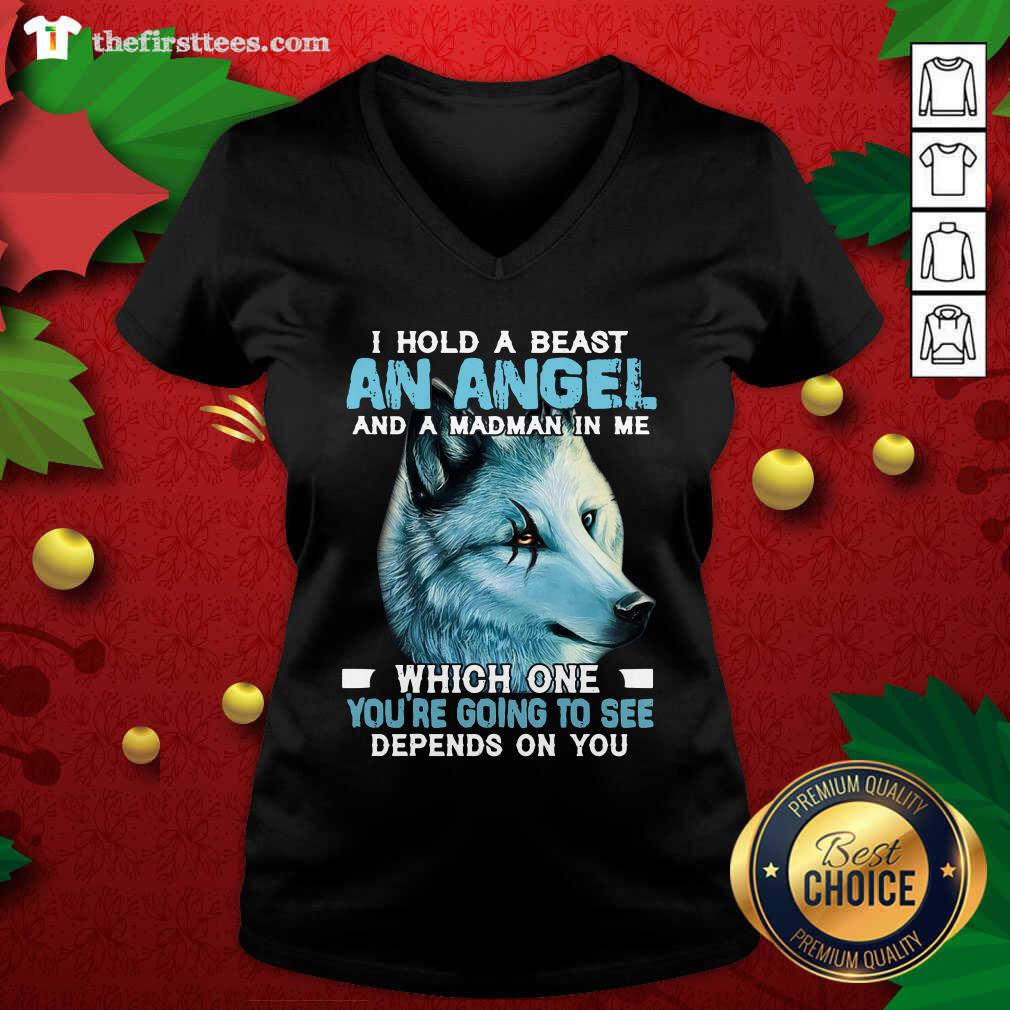 Premium Wolf I Hold A Beast An Angel And A Madman In Me Shirt