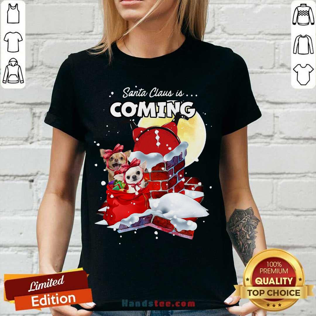 Pretty Chihuahua Santa Is Coming Gift For You Crewneck Ugly Christmas Shirt
