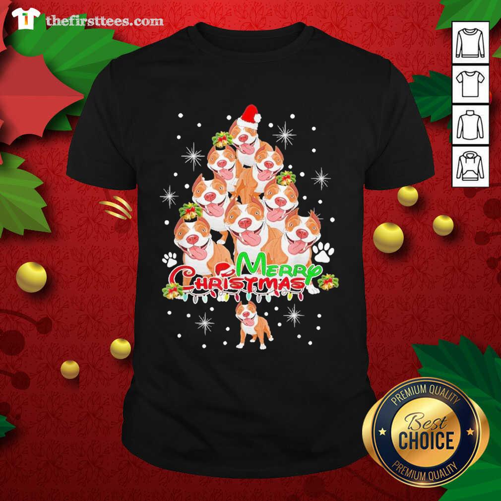 Pretty Merry Pitmas Pitbull Christmas Tree Dogs Shirt