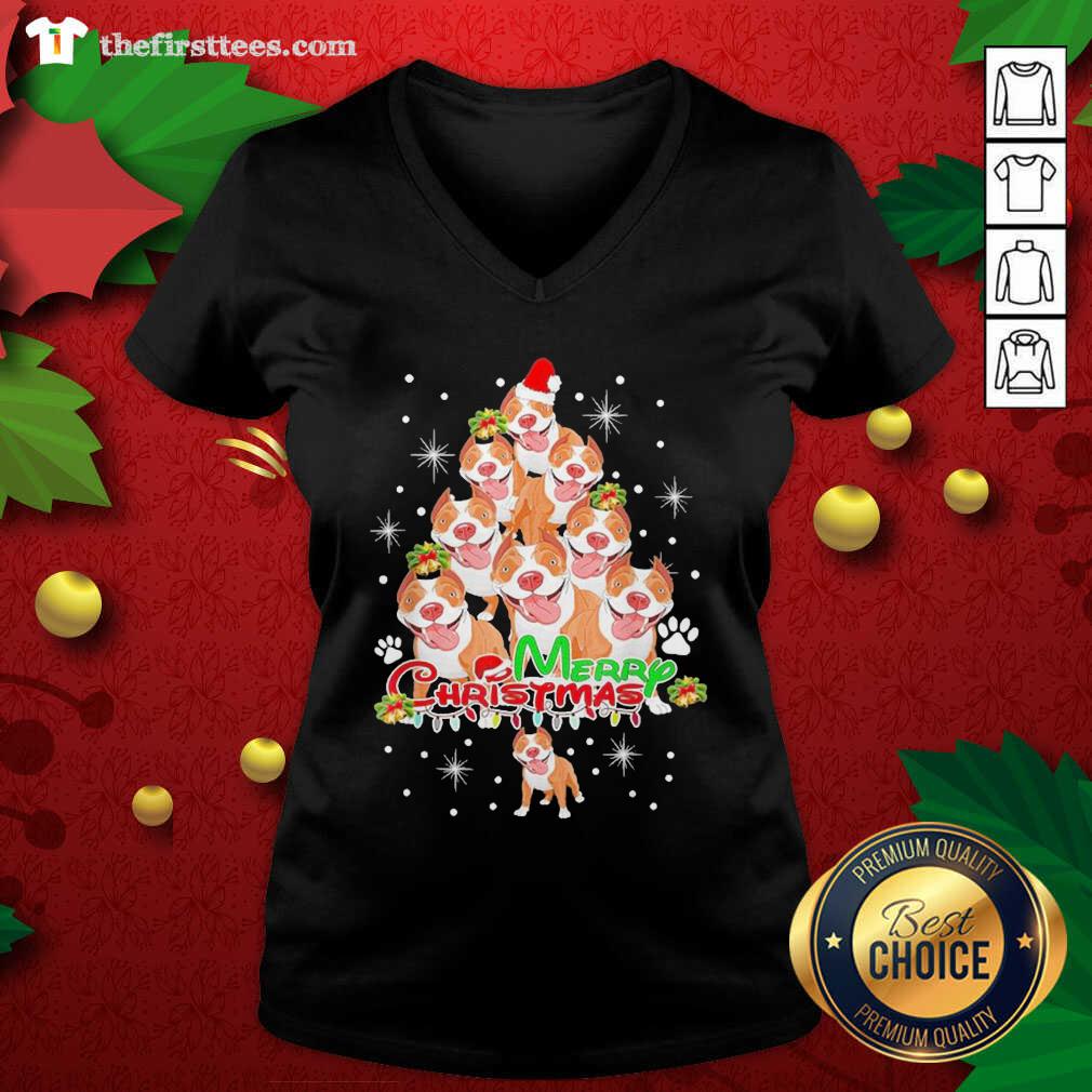Pretty Merry Pitmas Pitbull Christmas Tree Dogs Shirt
