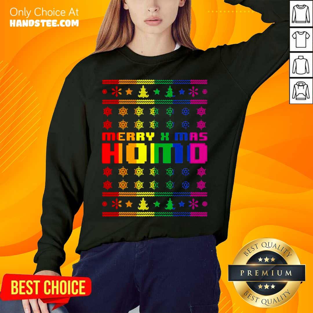 Pretty Merry X Mas Homo Rainbow Color Bisexual Homosexual Pride Shirt