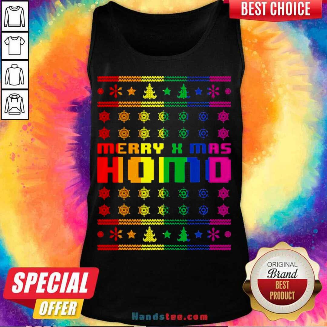 Pretty Merry X Mas Homo Rainbow Color Bisexual Homosexual Pride Shirt